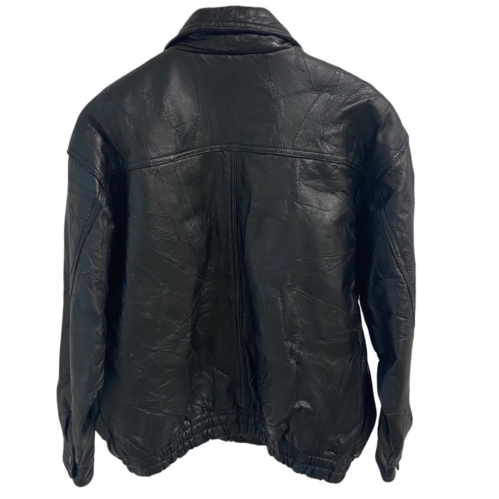 Leather Black Jacket Men Size Medium Bomber Flight Casual Varsity Outerwear - Picture 3 of 16